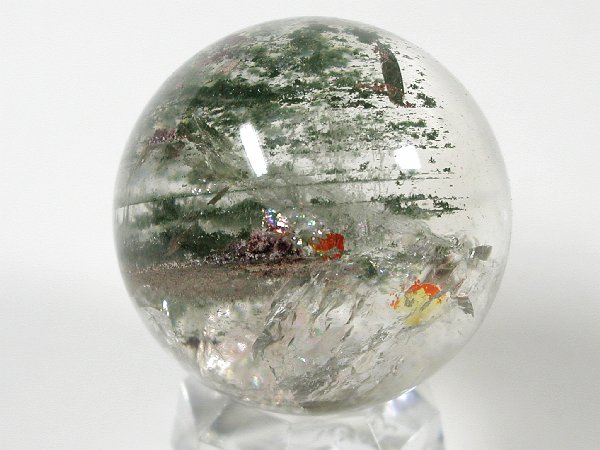 ガーデンクォーツ丸玉 草(苔)入り水晶 49.4mm 166.6g (15)