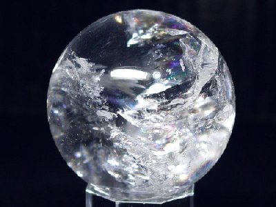 天然 虹入り 貫入水晶 丸玉 約55mm 天然石 パワーストーン 水晶 水晶玉