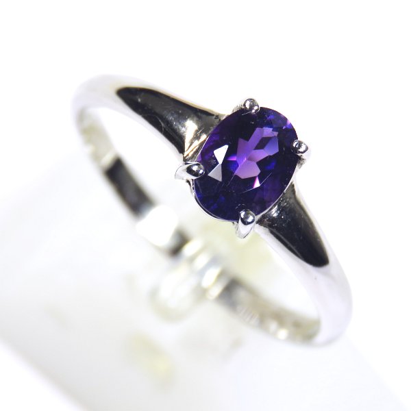 指輪 【R/55】 約13.5号 天然石 アメジスト ハート 紫水晶 リング+
