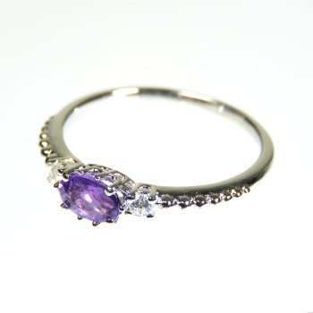 指輪 【R/55】 約13.5号 天然石 アメジスト ハート 紫水晶 リング+