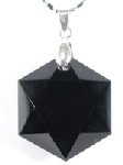 <b>黒水晶モリオン</b><br>六芒星枠無<br>ペンダント27.5mm(166)