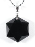 <b>黒水晶モリオン</b><br>六芒星枠無<br>ペンダント24mm(187)